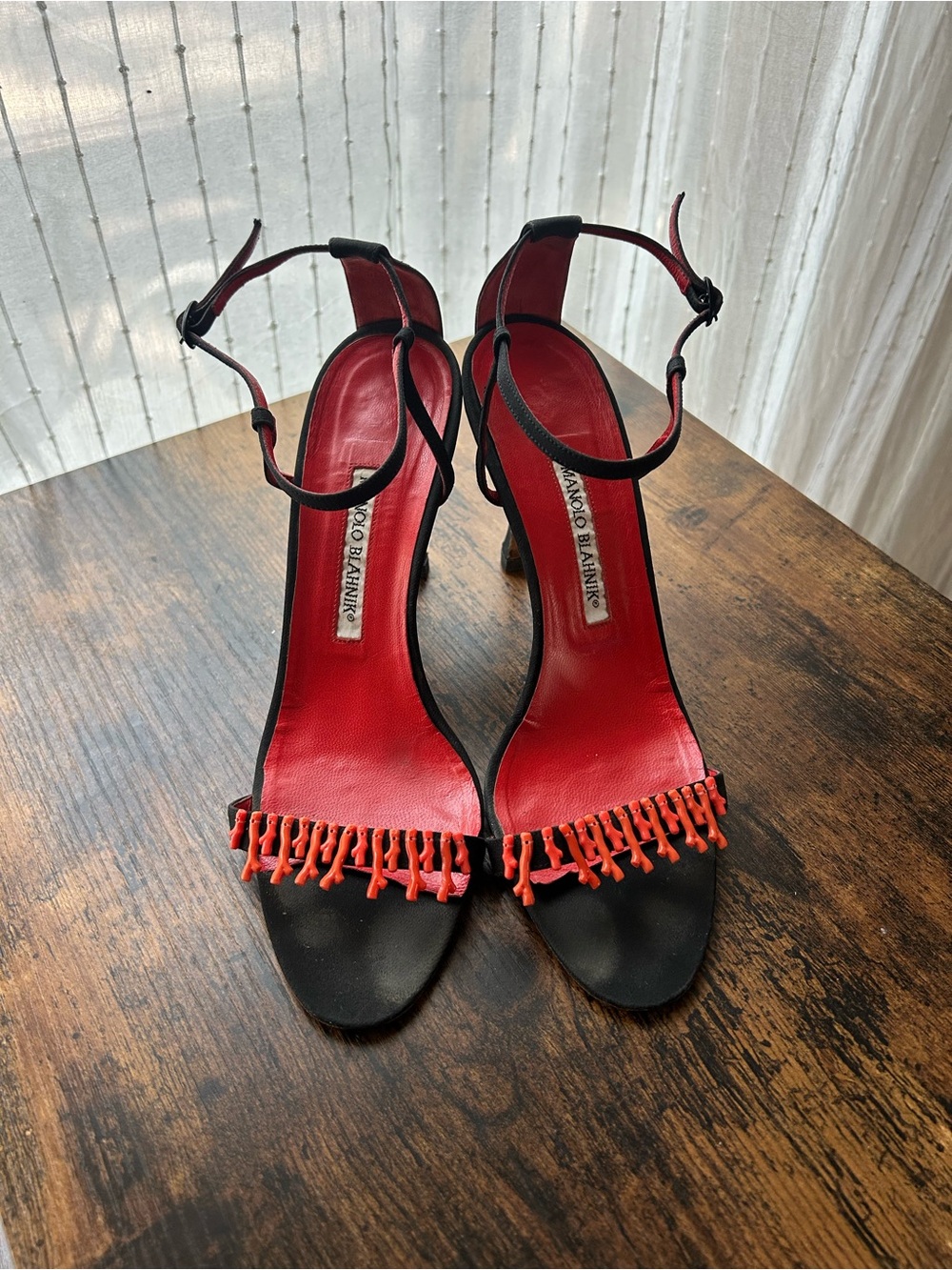 Manolo Blahnik coral heels
